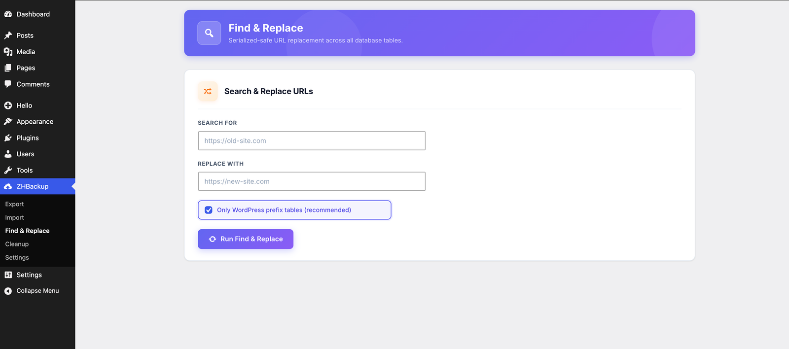 ZHBackup Find and Replace